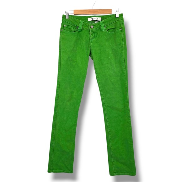 Wet Seal Green Denim Jeans Colored Wash Casual Everyday Low Rise Pants‎ Size 5 - Picture 1 of 11